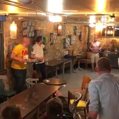 Idiot moves table as a prank and almost kills this guy