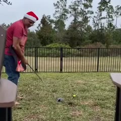 Golfer's Swing Sends Ball Flying Straight Back at Camera