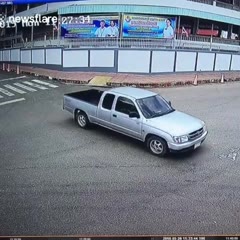 Moped rider lands safely inside bed of pick-up truck following collision