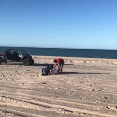 Bucket Lands on Guy's Head After He Puts Fireworks Under it and Launches it From Ground