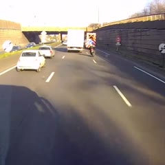 Motorcyclist plays demolition