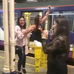 drunk girl walks in 'floor is too slippery' cones and falls