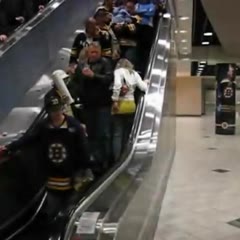 Blonde on an escalator