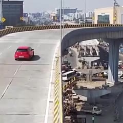 Speeding Car Skids Off Hyderabad Flyover