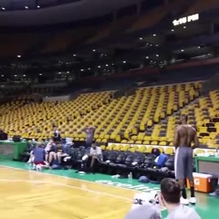 After todays practice at the Garden @kingjames full court shot!