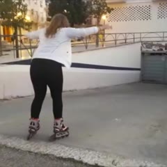 Rollerblading Fail into garage door