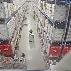 Warehouse racks collapse.