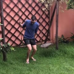Man Trying Old Swing Takes a Tumble