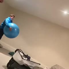 Guy Runs Into Girl With Gym Ball and Sends Her Flying Backwards