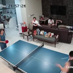 Slippery Hand Sends Table Tennis Bat Flying